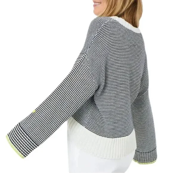 Kerri Rosenthal Blue and White Striped Sweater Silk/Linen Blend size Medium - Picture 2 of 11